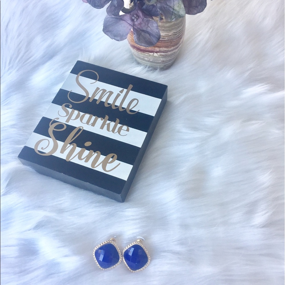 NWT - Blue & Gold Stud Earrings